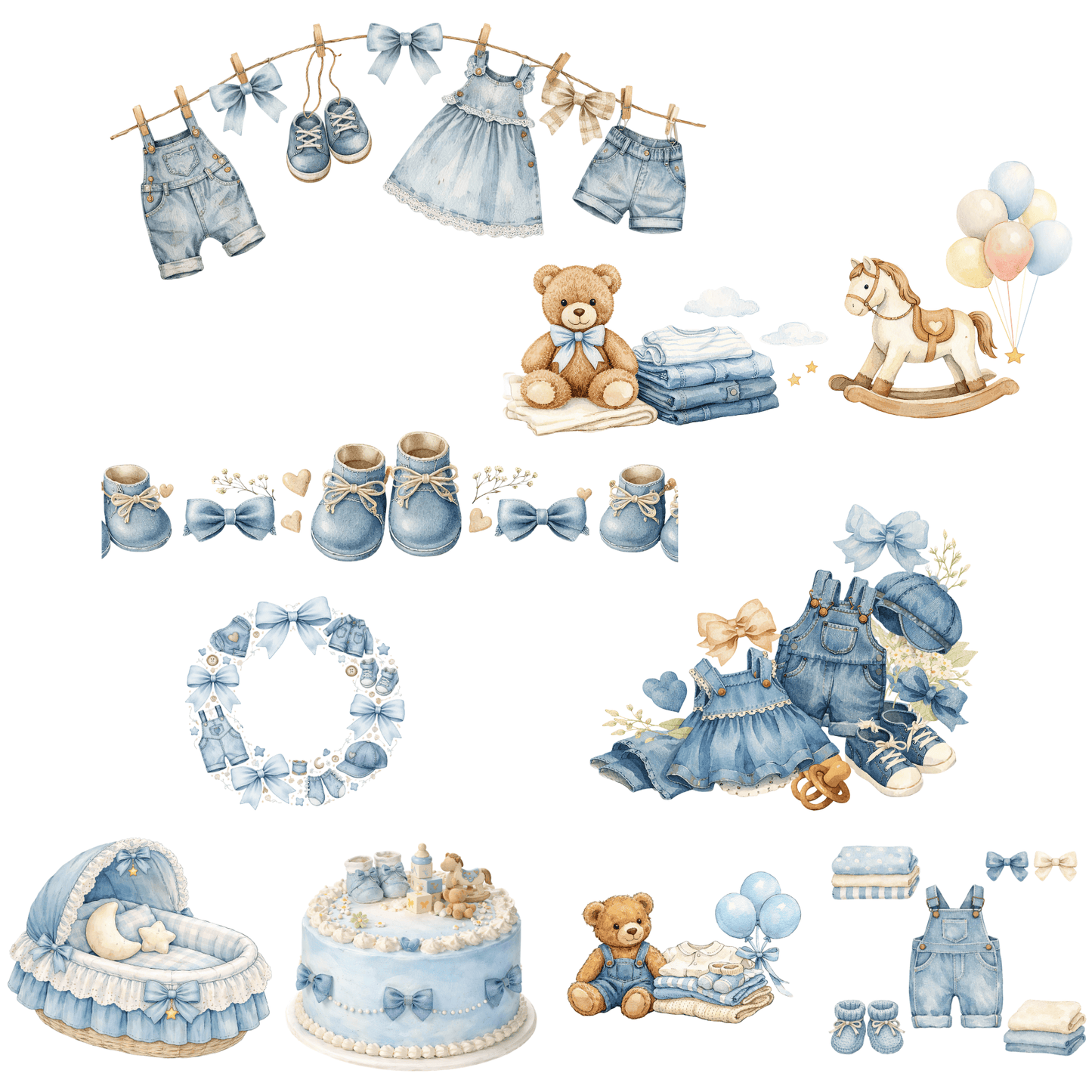 Blue Jean Baby Clipart – Baby Shower & Kids Printables