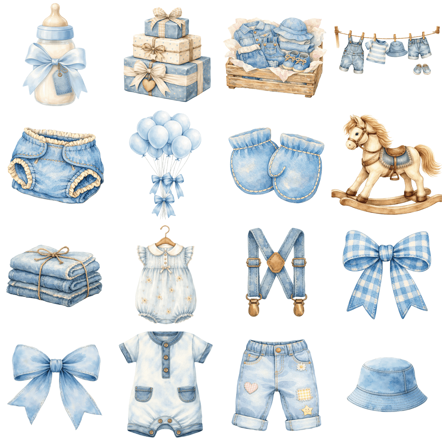 Blue Jean Baby Clipart – Baby Shower & Kids Printables