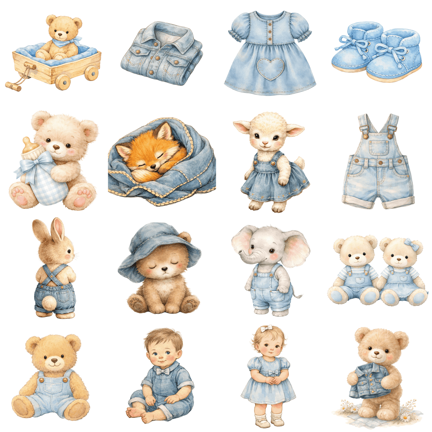 Blue Jean Baby Clipart – Baby Shower & Kids Printables