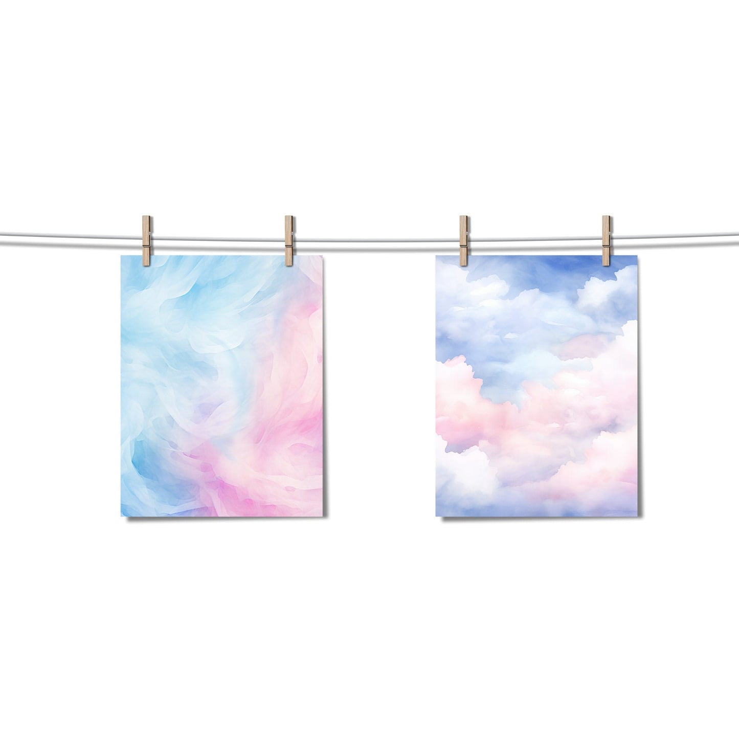 Blue & Pink Watercolor Digital Papers