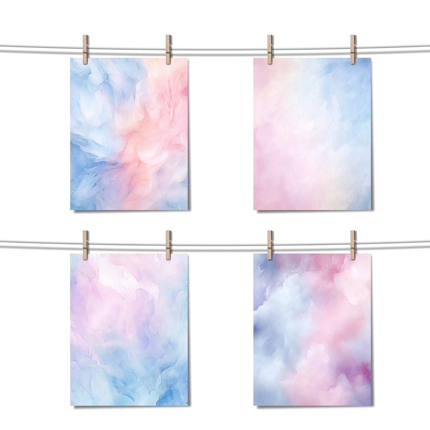 Blue & Pink Watercolor Digital Papers