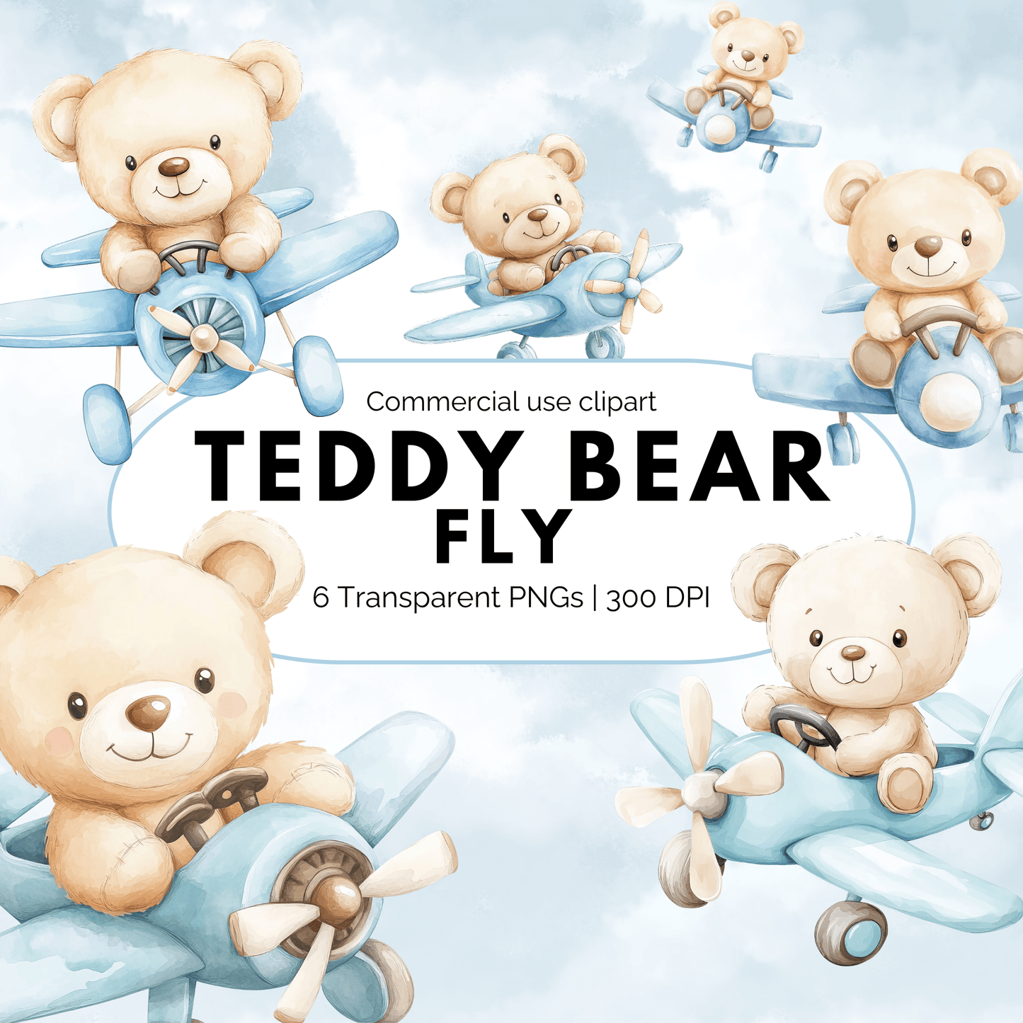 Blue Teddy Bear Fly Clipart