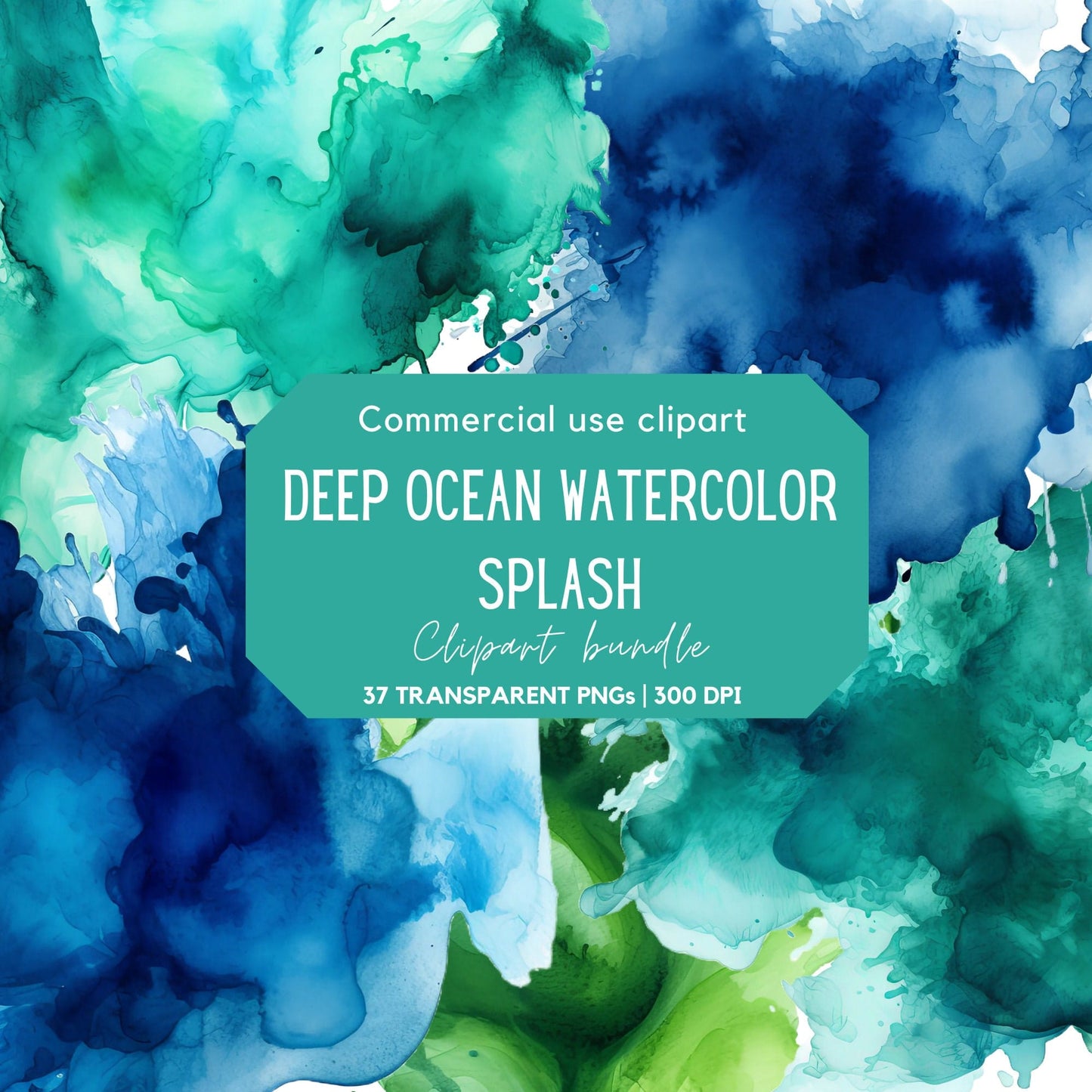 Blue watercolor splatter clipart