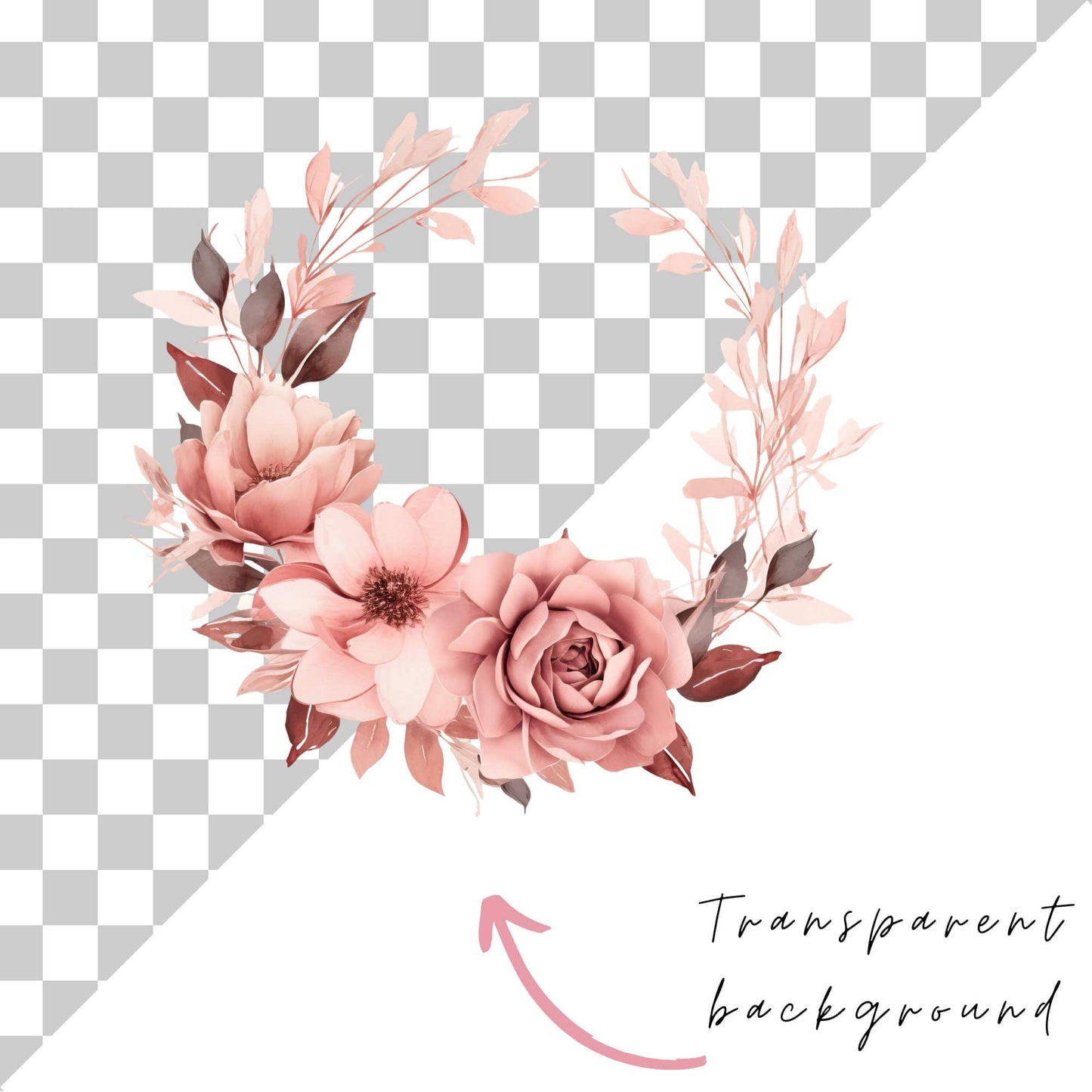 Blush Pink and Rose Gold Floral clipart
