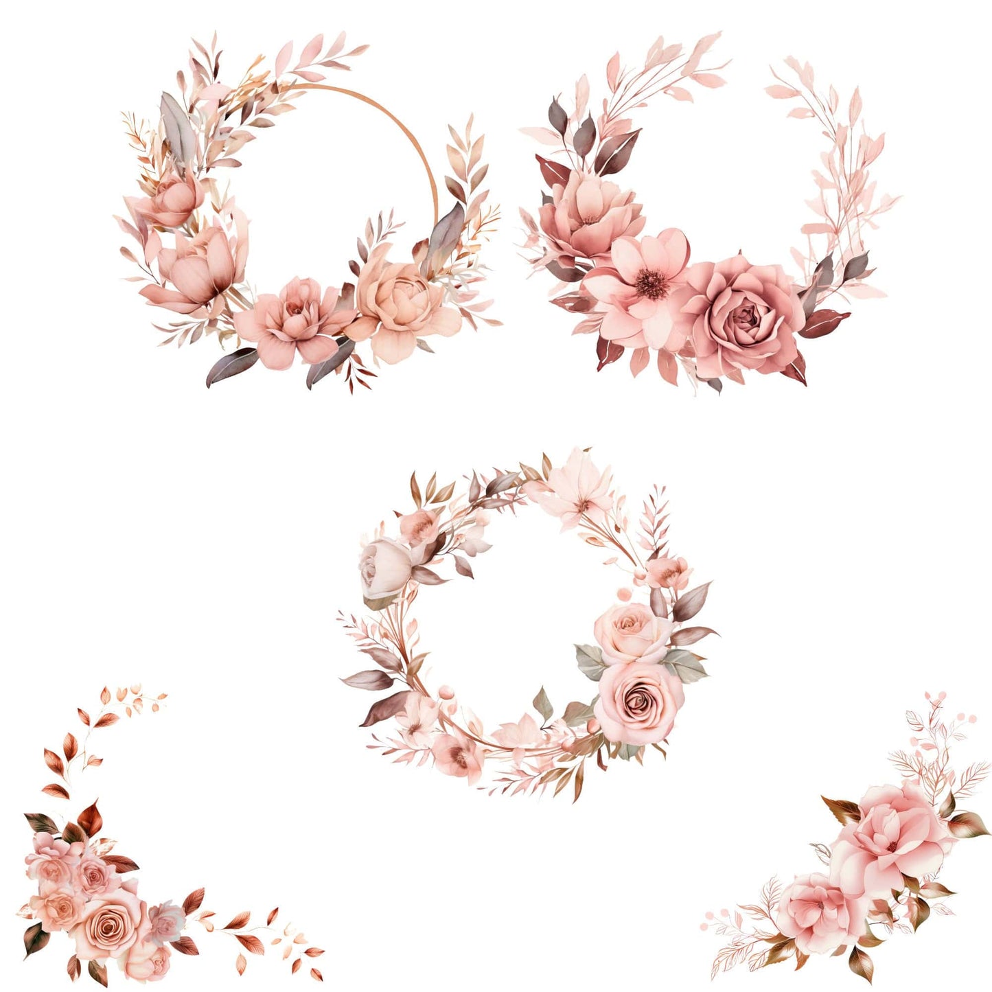 Blush Pink and Rose Gold Floral clipart