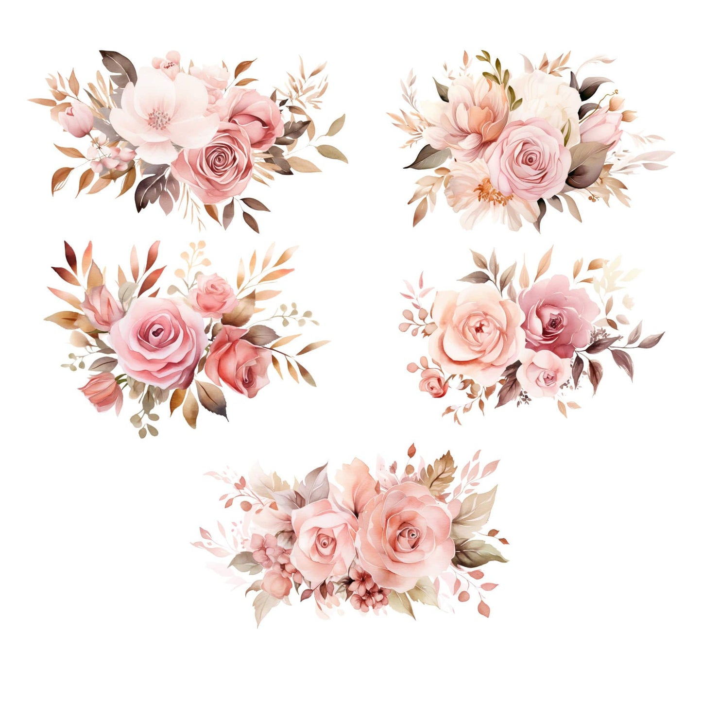 Blush Pink and Rose Gold Floral clipart