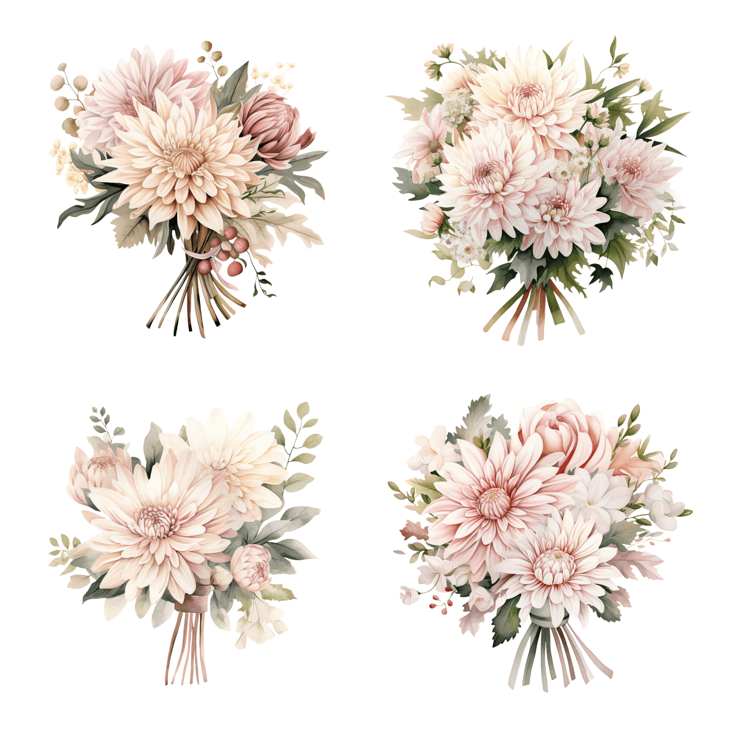 a bunch of flowers that are on a white background