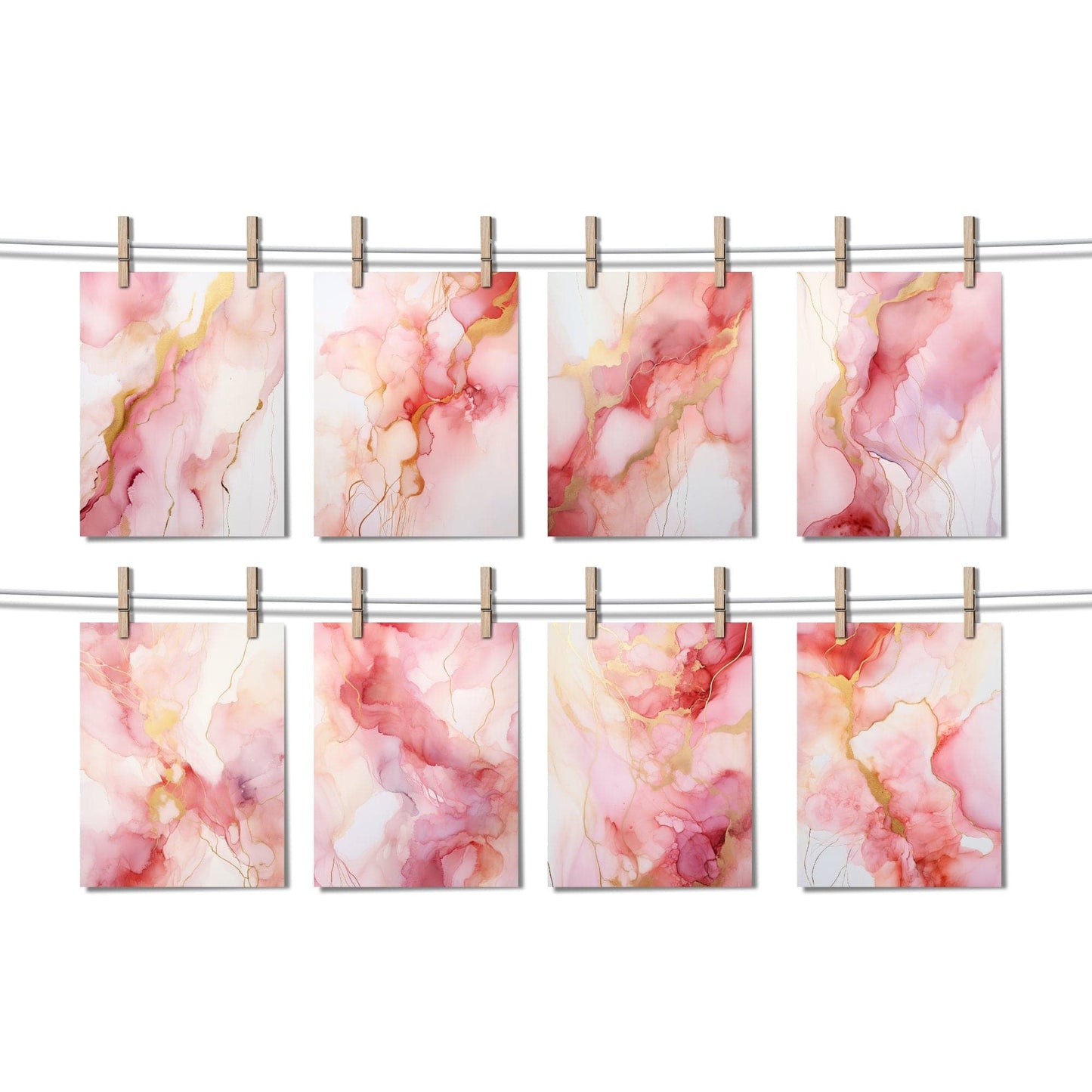 Blush Pink & Gold Alcohol ink Texture Clipart