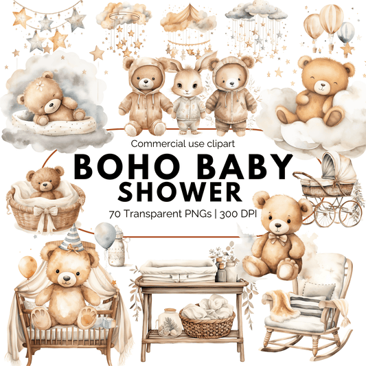 Boho Baby Shower Clipart