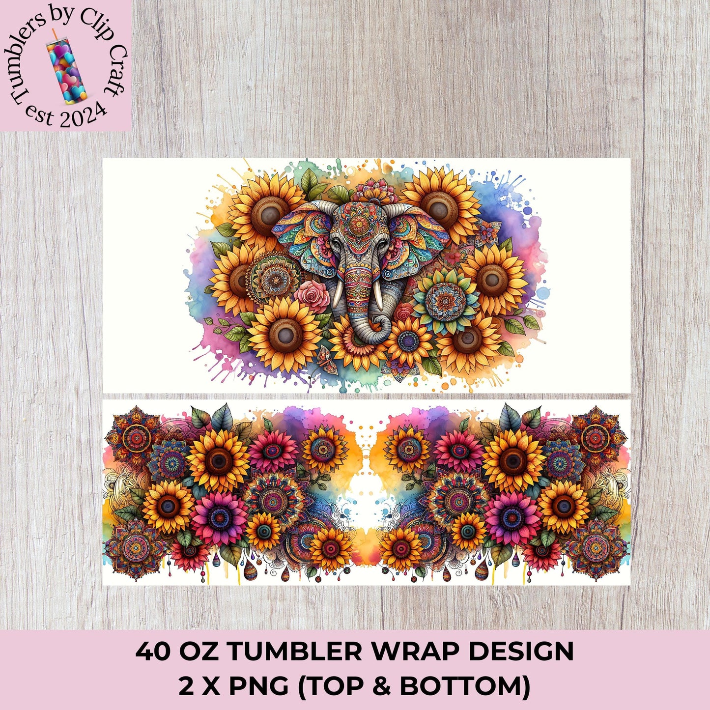 Boho Elephant 40oz Tumbler Wrap