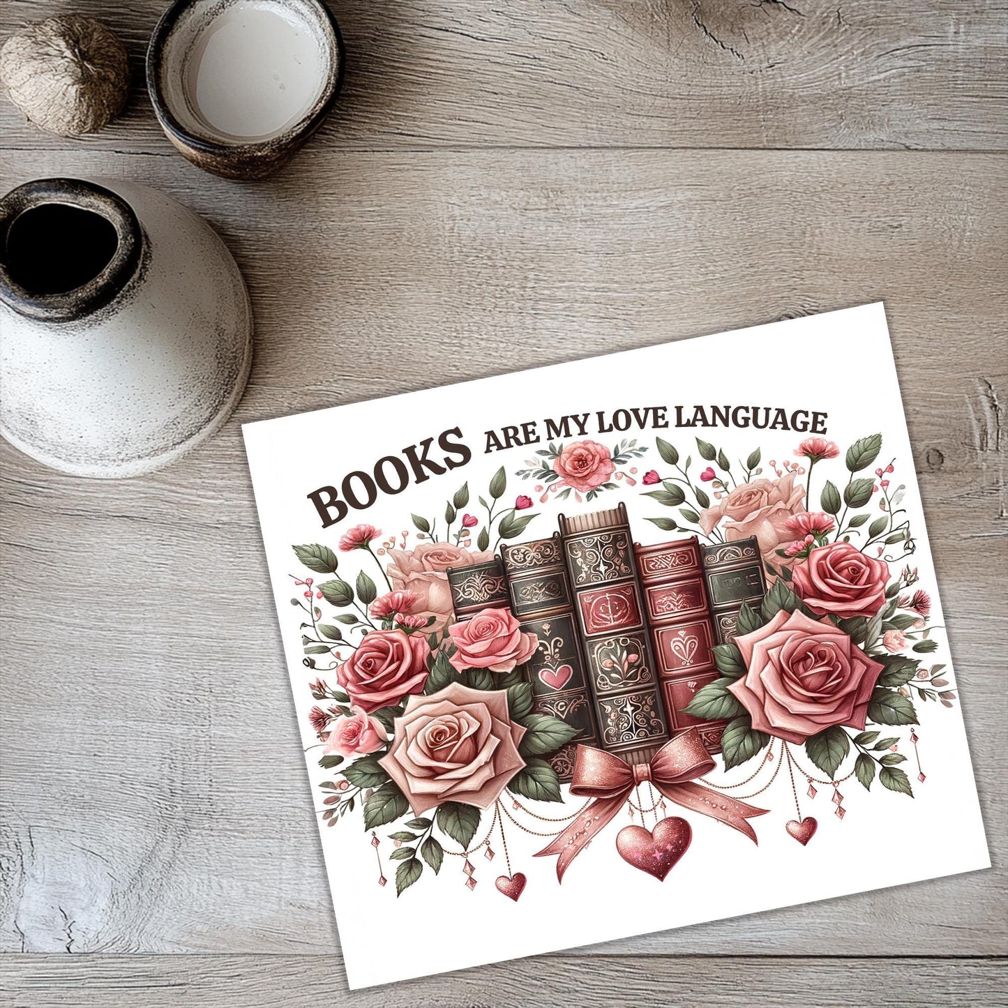 a card with books are my love language
