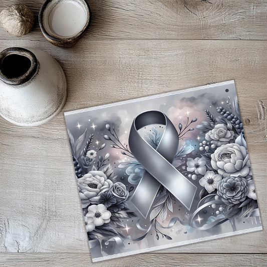 Brain Cancer Awareness Tumbler Wrap PNG | Grey Ribbon Sublimation