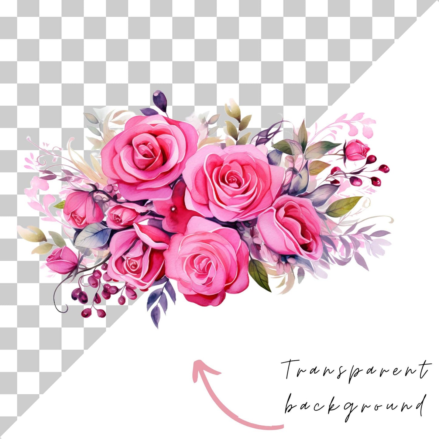 Bright Pink floral Clipart