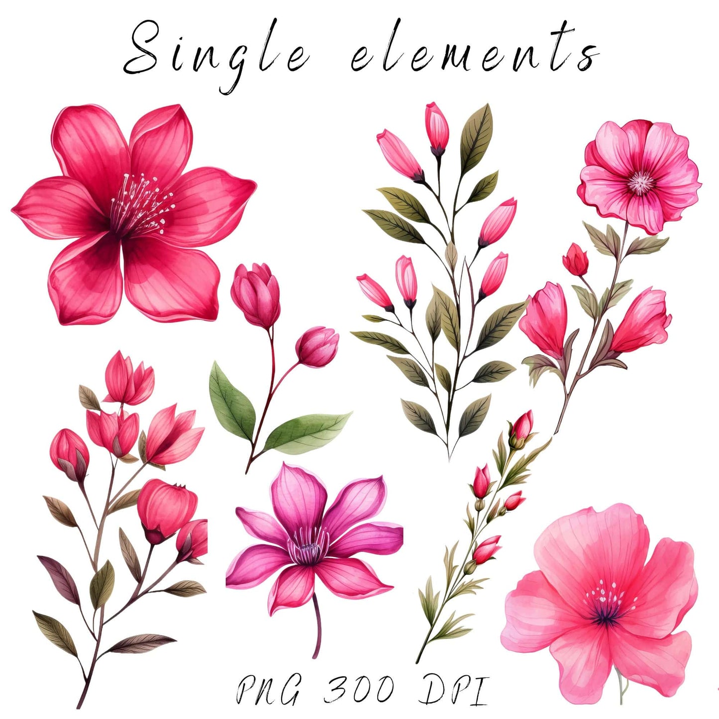 Bright Pink floral Clipart