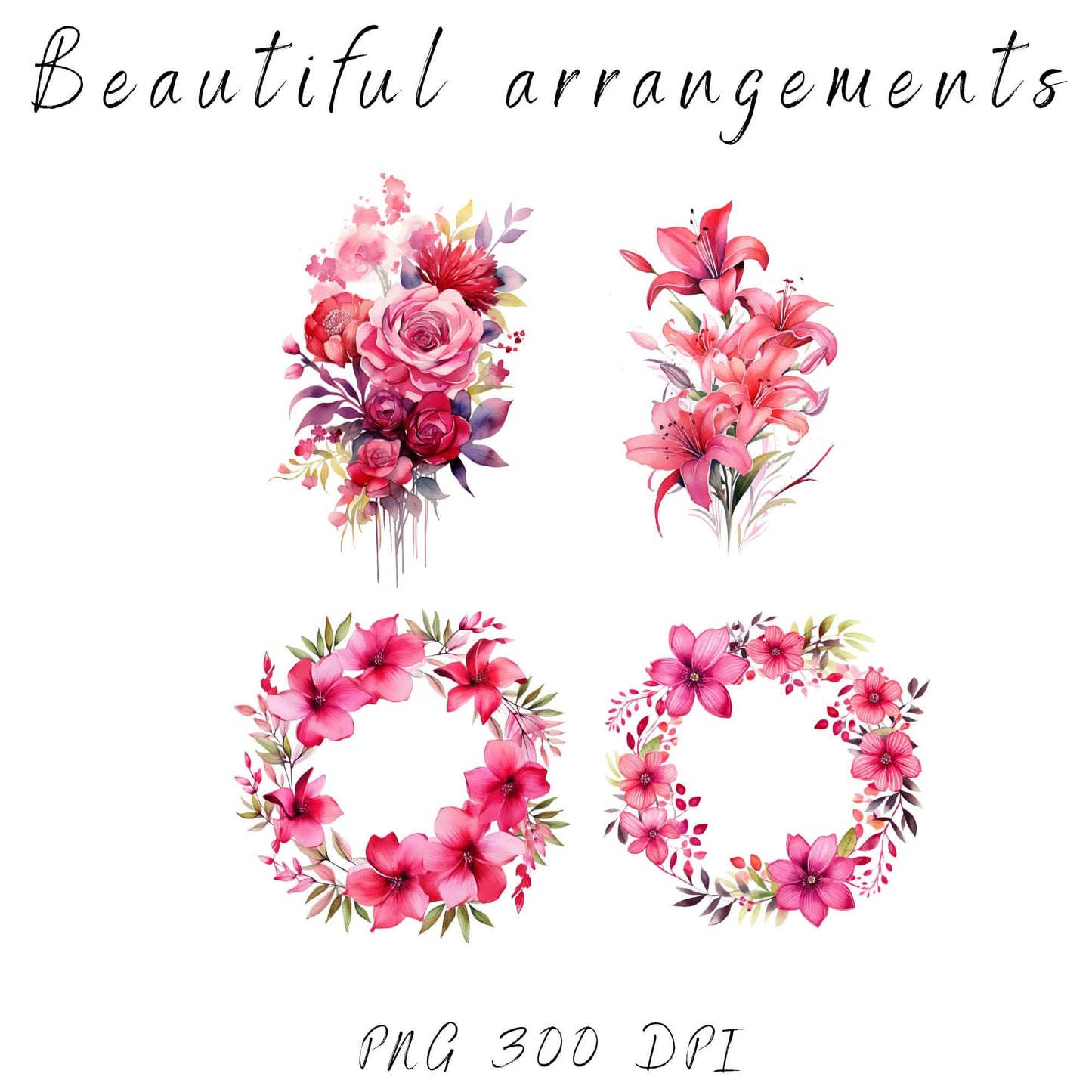 Bright Pink floral Clipart
