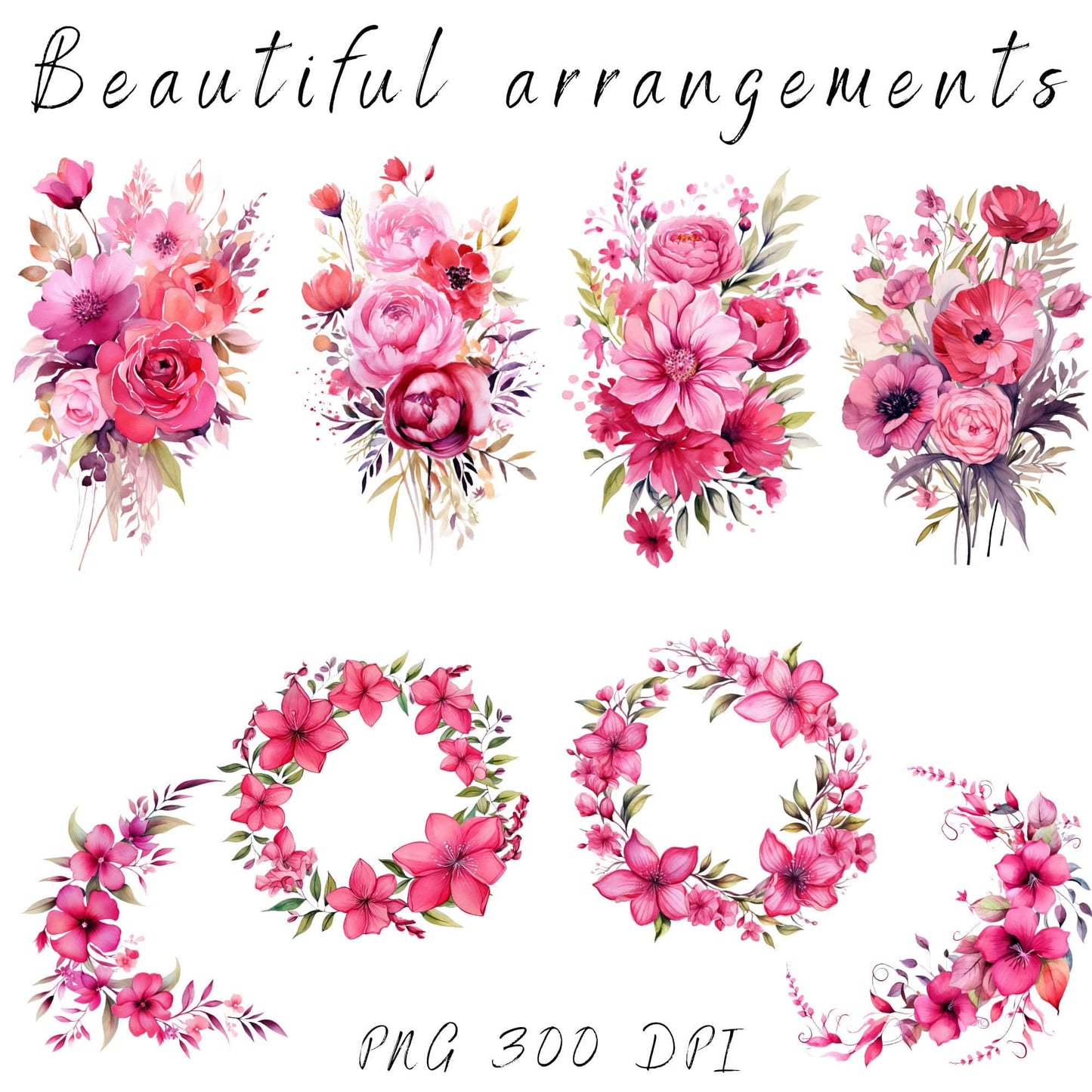 Bright Pink floral Clipart