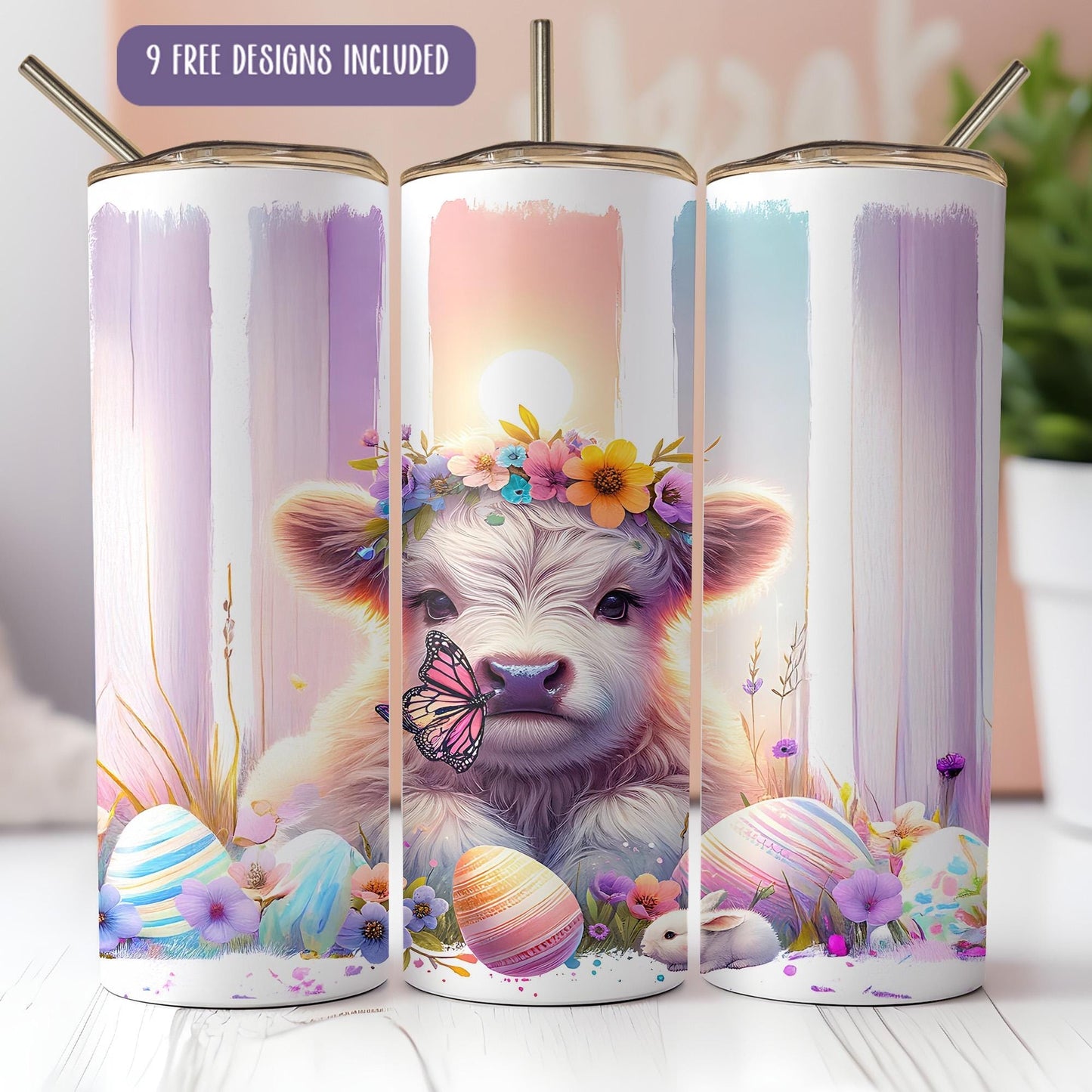 a picture of a cow with a flower crown on its head