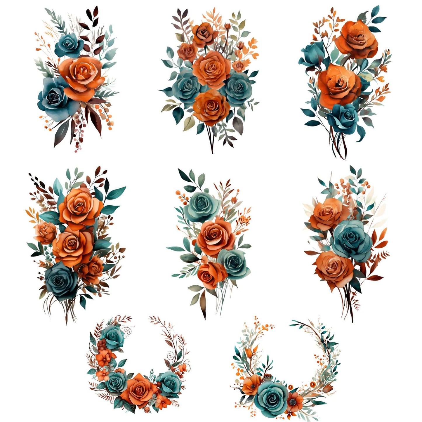 Burnt Orange and Dark Teal Clipart