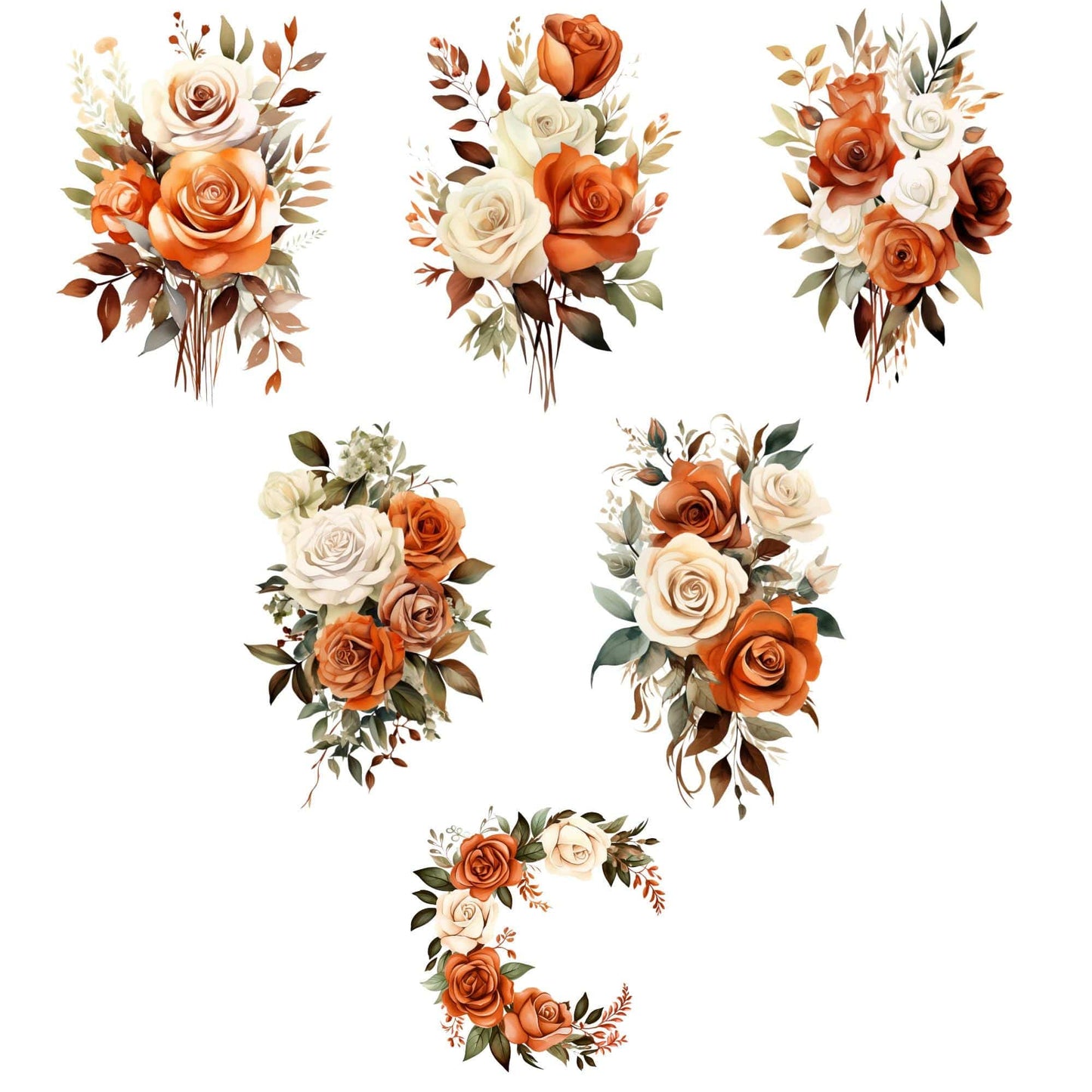 Burnt Orange and Ivory Clipart