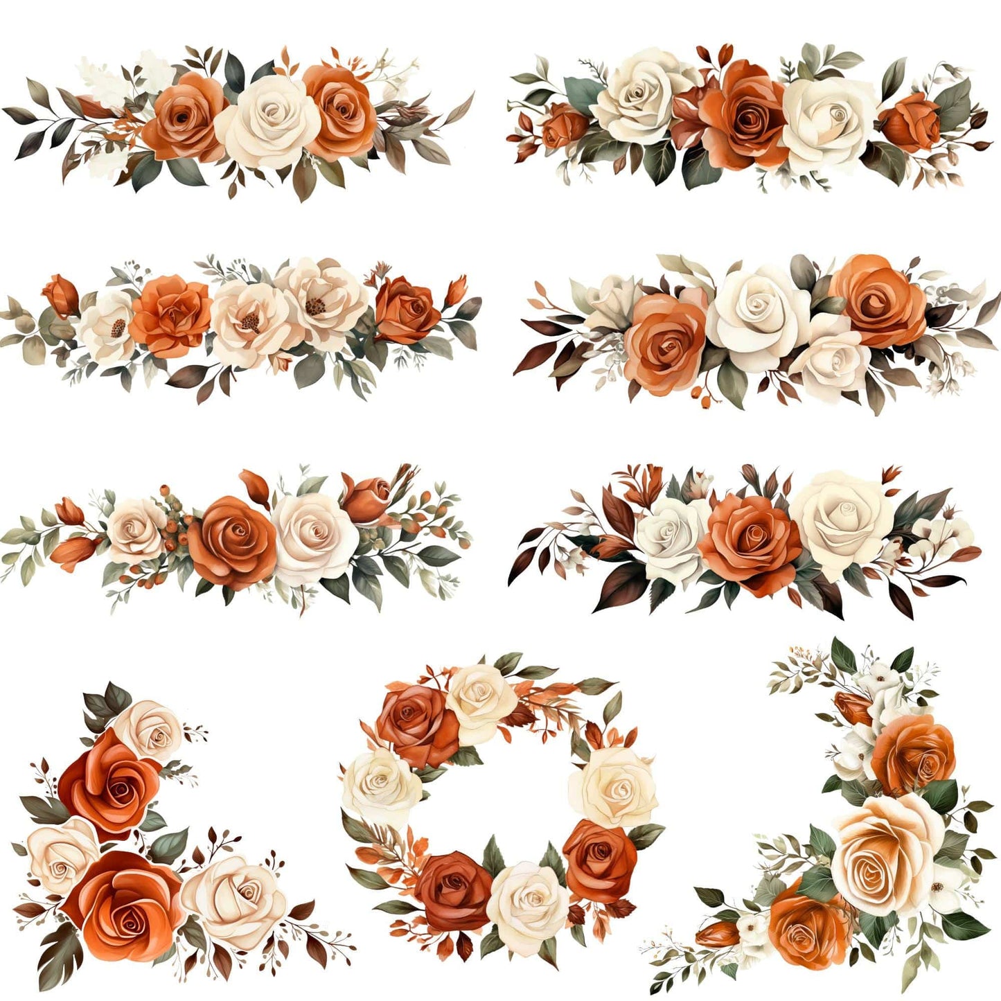 Burnt Orange and Ivory Clipart