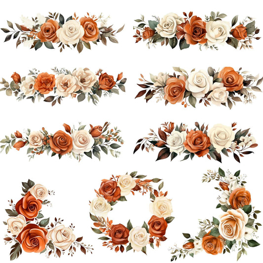 Burnt Orange and Ivory Clipart
