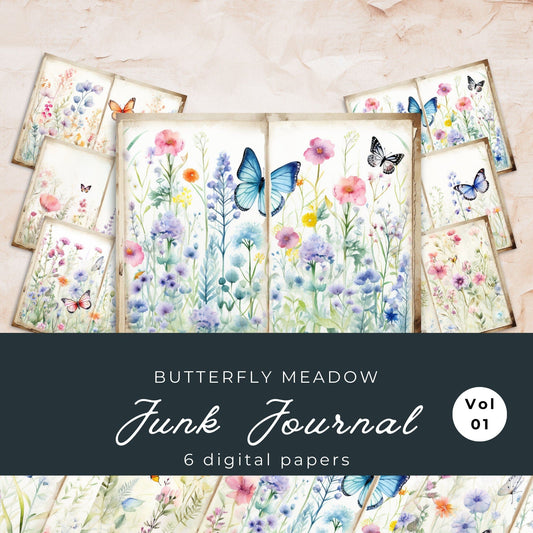 Butterfly Meadow Junk Journal Pages Vol 1