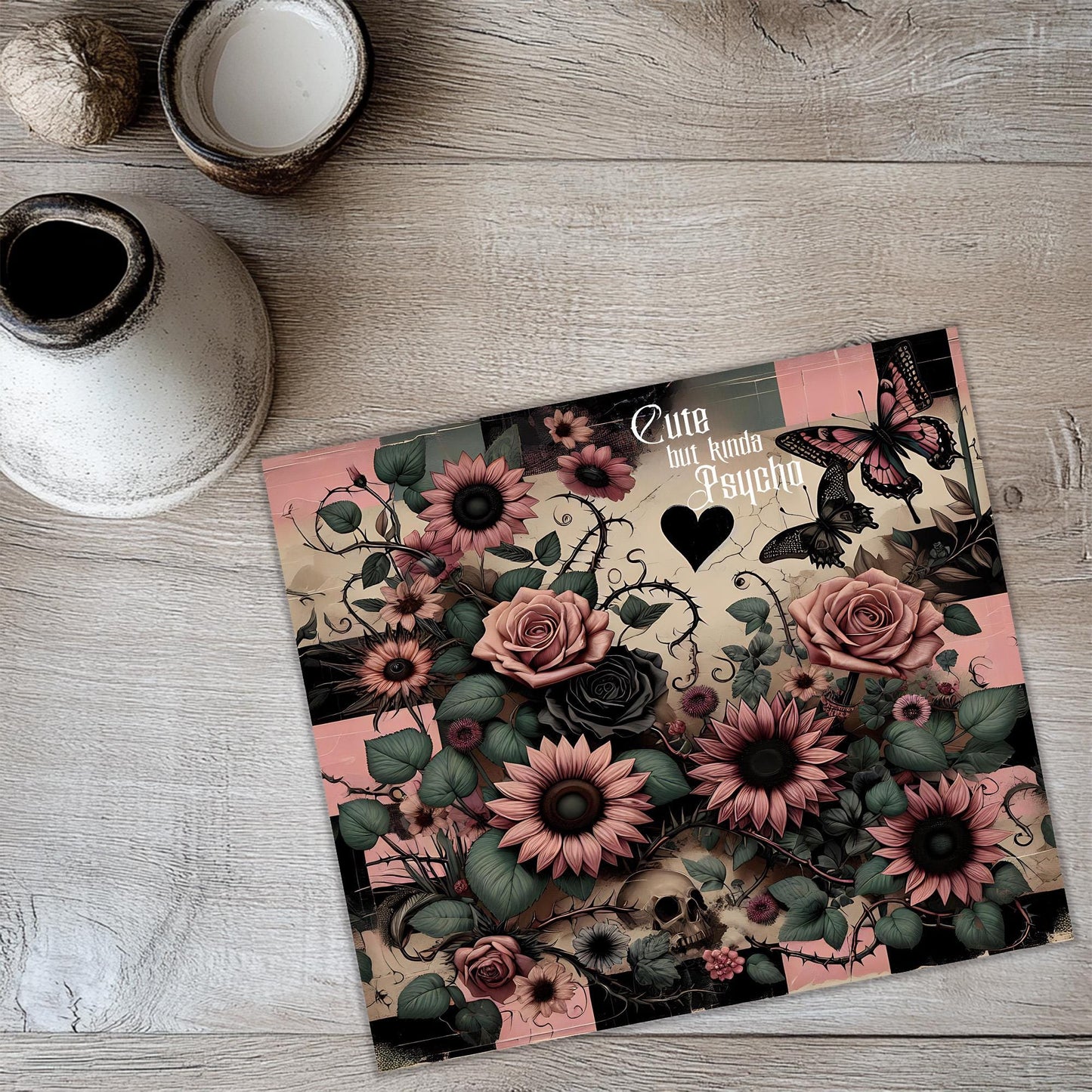 a card with a bunch of flowers on it
