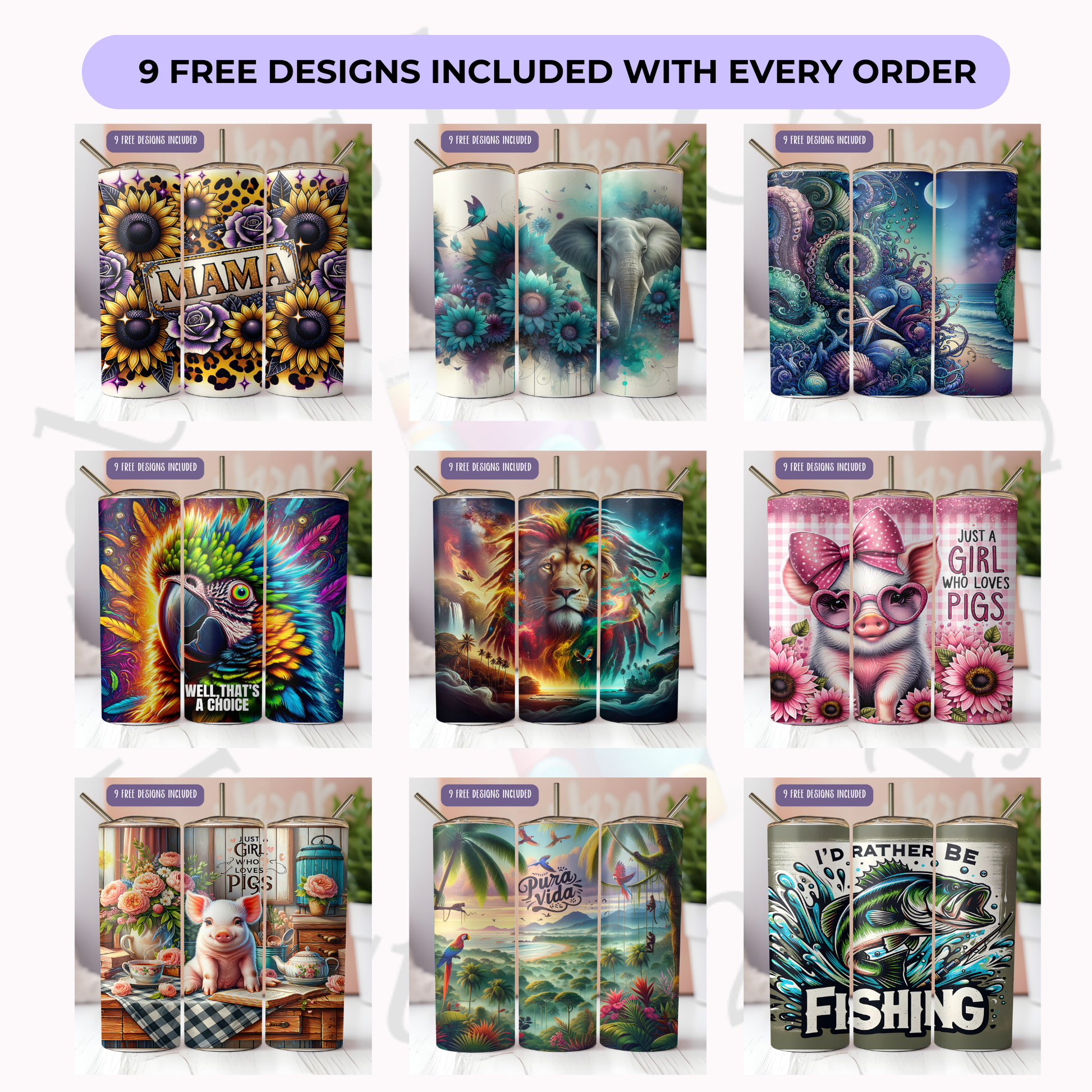 a bunch of different designs on a wall