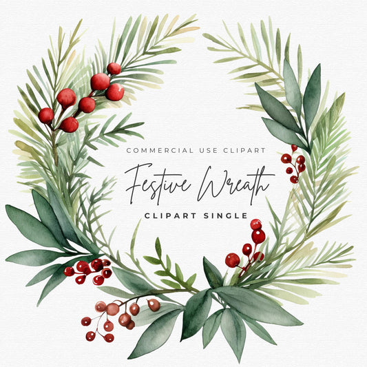 Festive Wreath Clipart Single