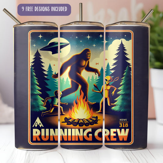 a can of running crew beer sitting on a table