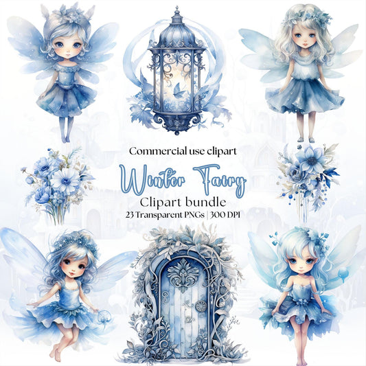 Watercolor Winter Fairy Clipart
