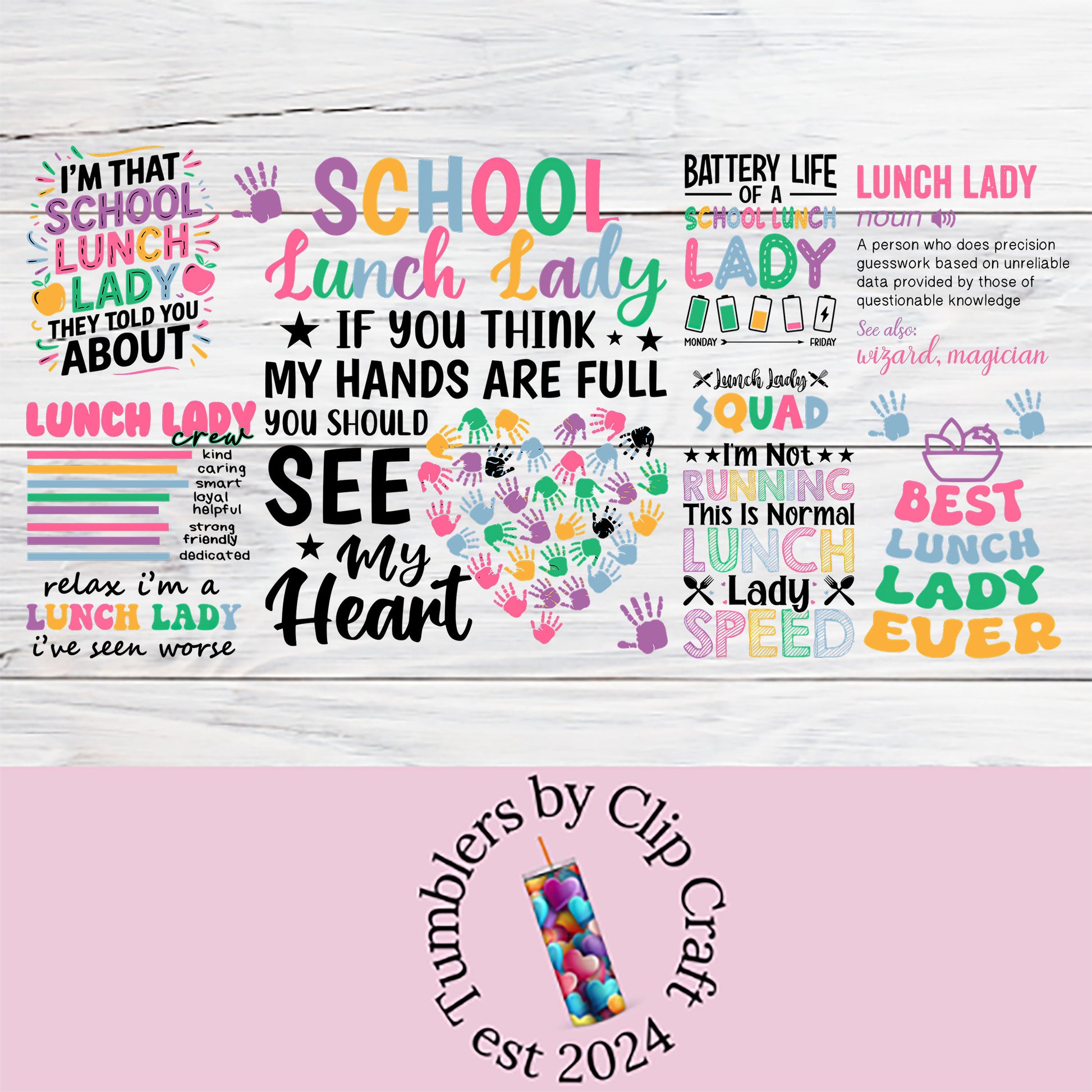 the back and front of a school lunch lady sticker