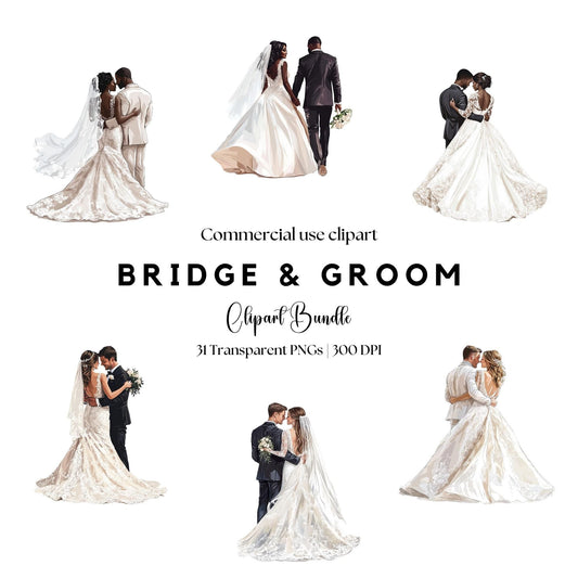 Wedding Bridge and Groom Clipart