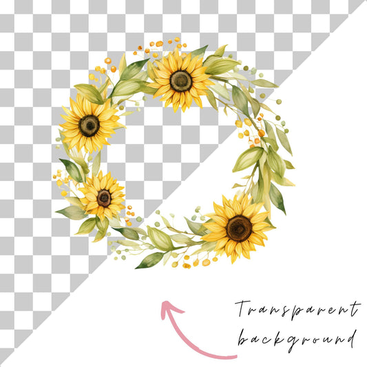 Sunflower Wreath Clipart Single