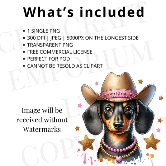 Dachshund Cowboy Hat PNG