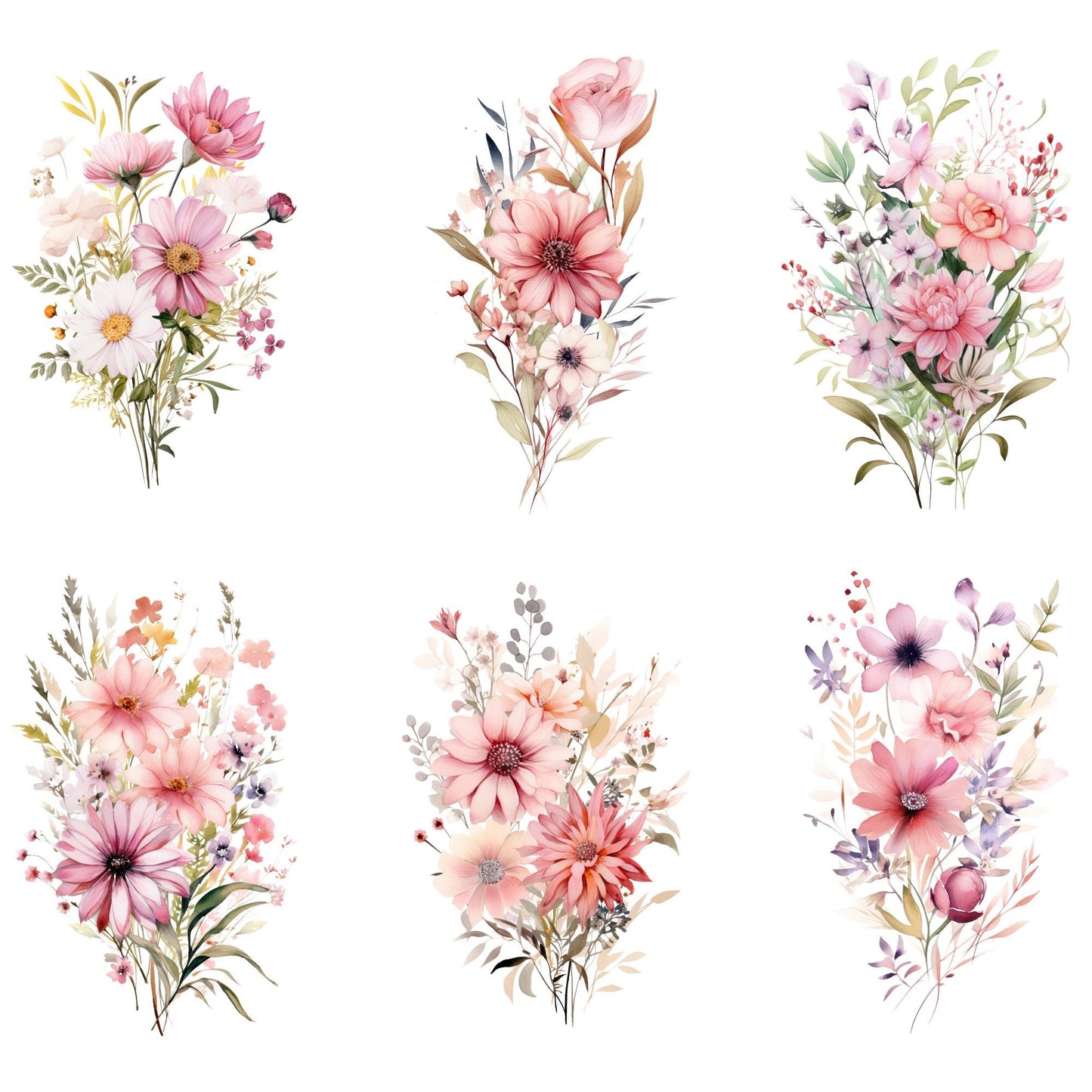 Clipart floral rosa polvoriento