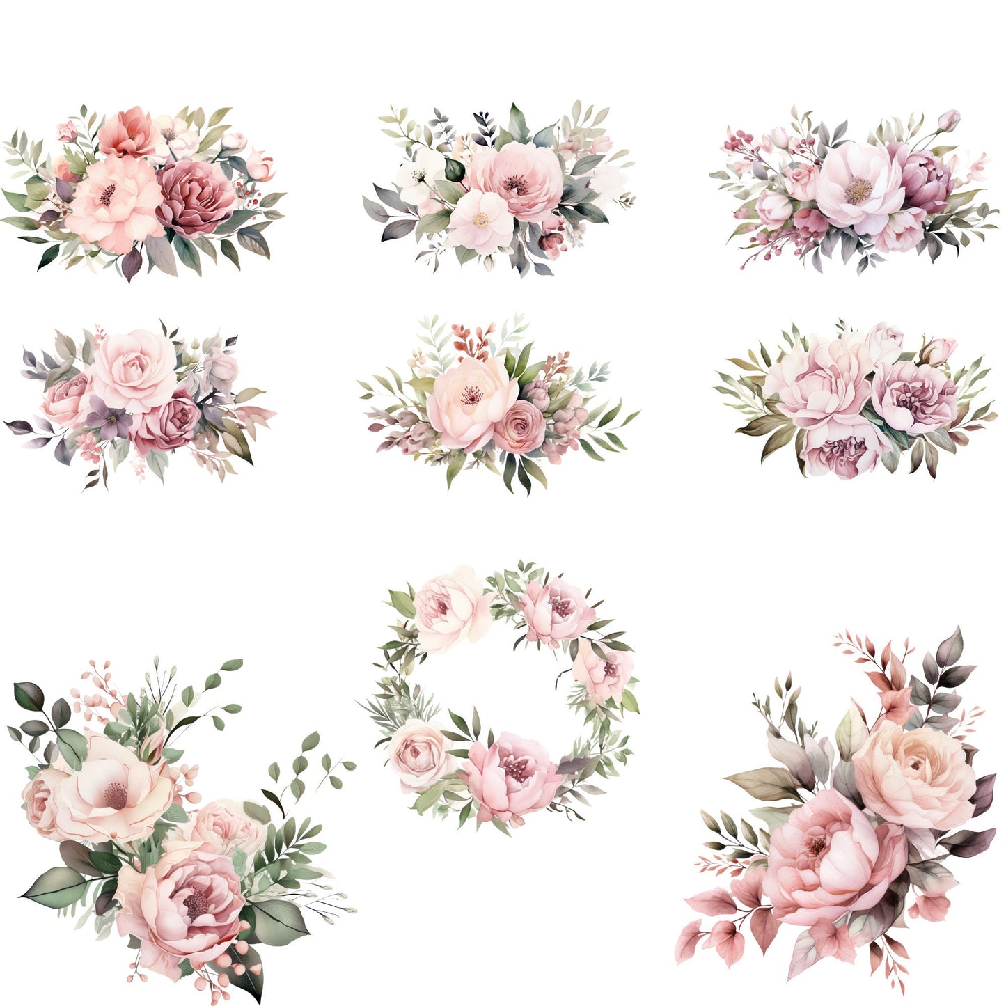 Clipart floral rosa ruborizado