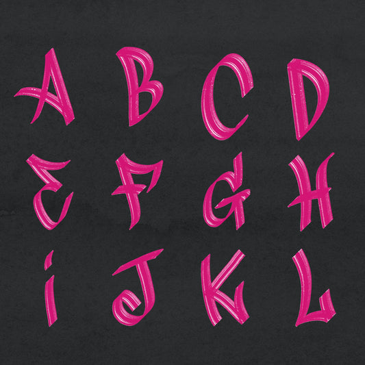 Hot Pink Graffiti Alphabet Clipart