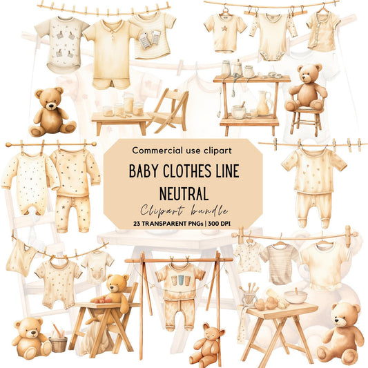 Watercolor Baby Clothes Line - Neutral