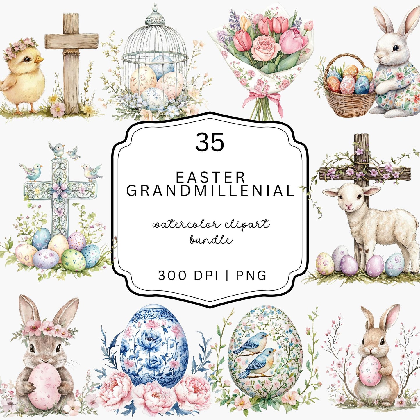 Easter Grandmillennial Clipart