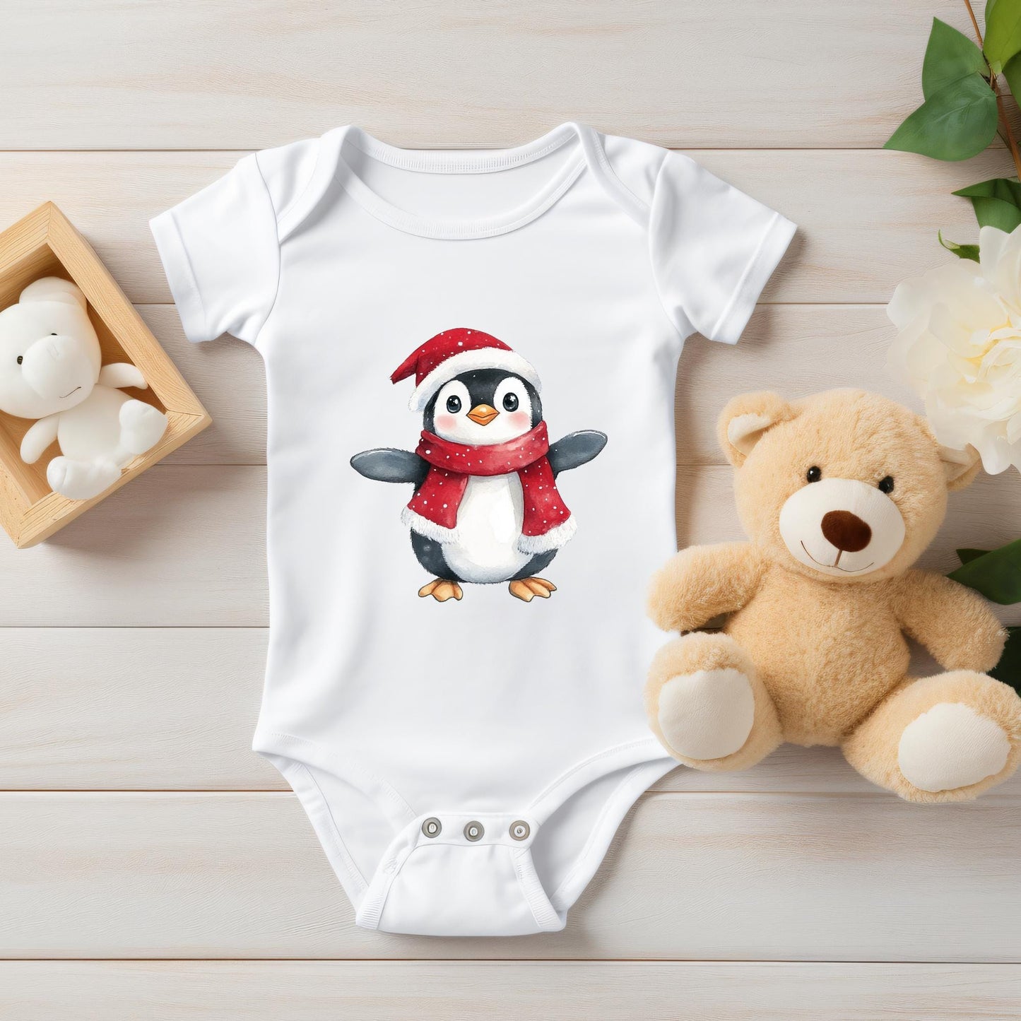 Watercolor Christmas Penguin Clipart