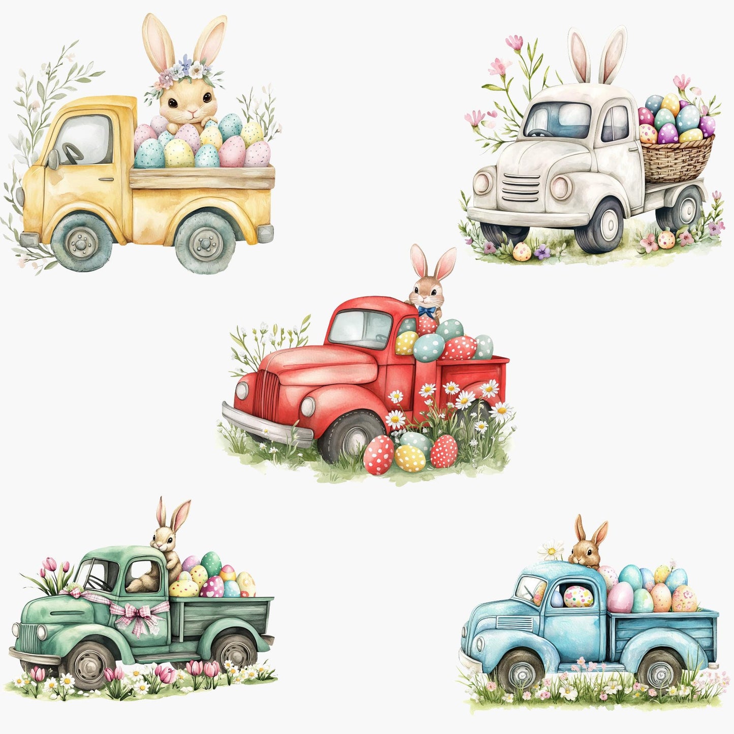 Clipart de camiones de conejito de Pascua