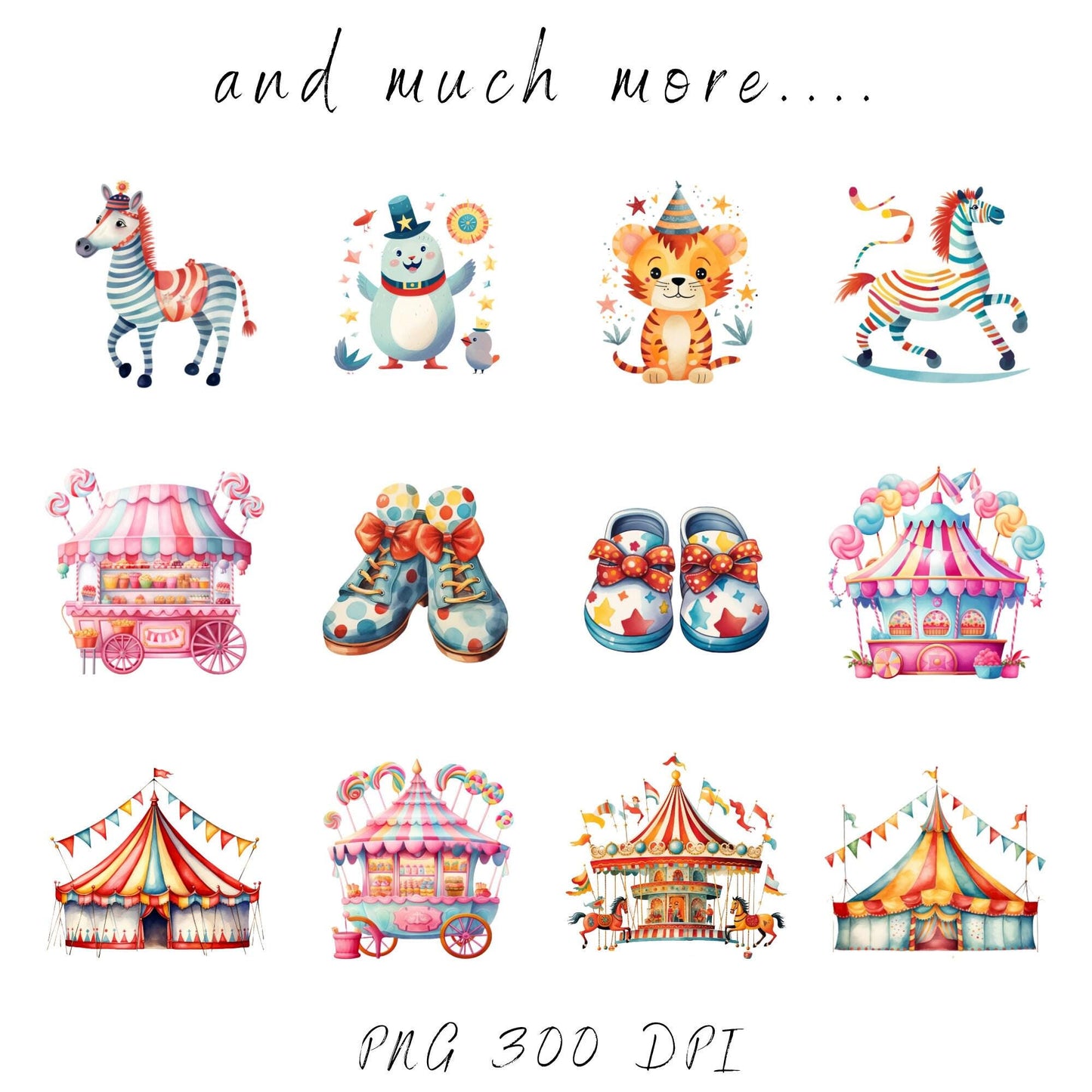 At the Circus watercolor clipart