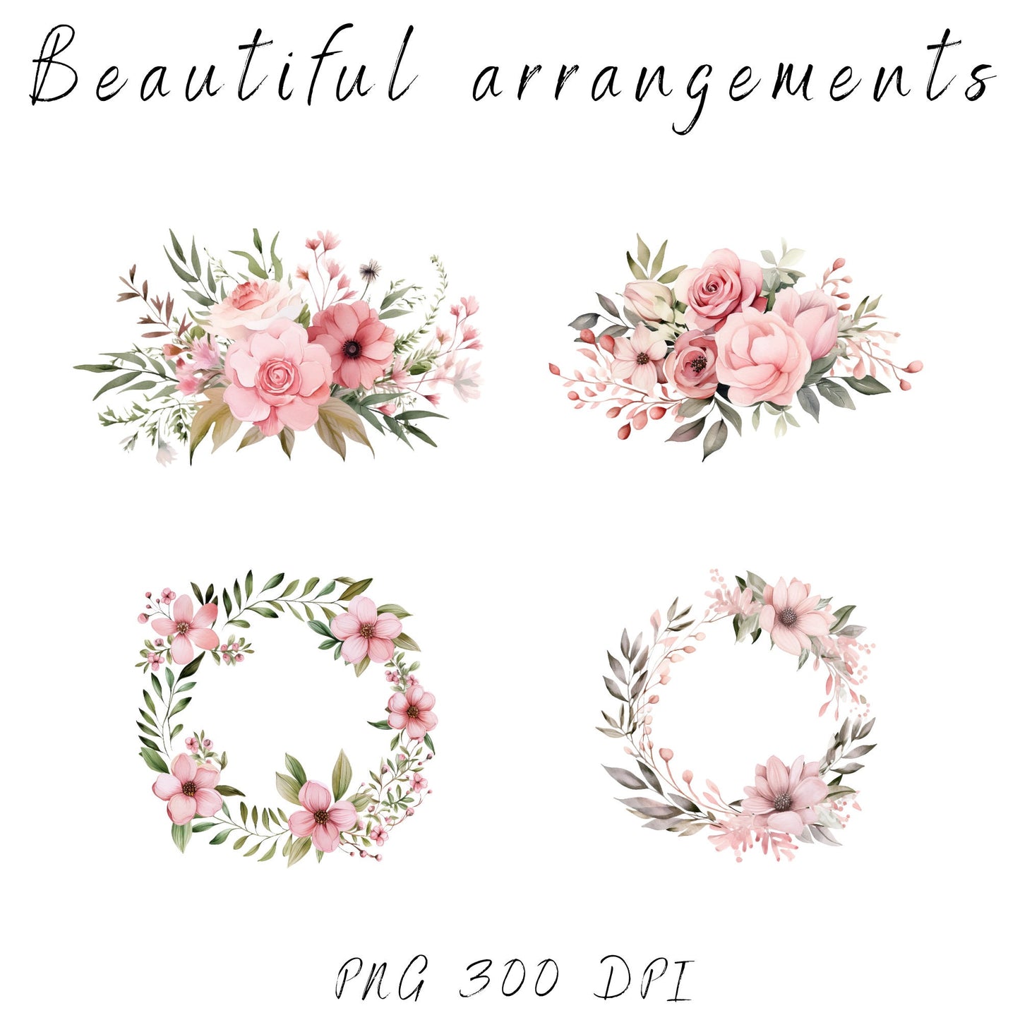 Clipart floral rosa polvoriento