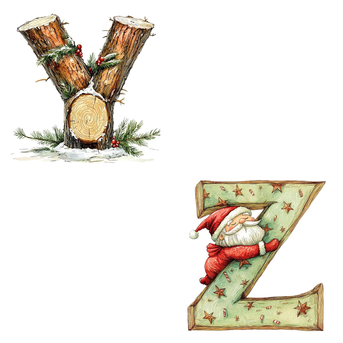 Clipart del alfabeto navideño