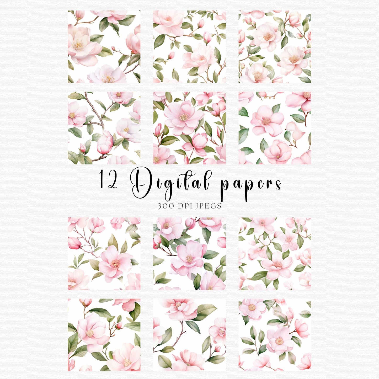Camellias Seamless Pattern Digital Paper