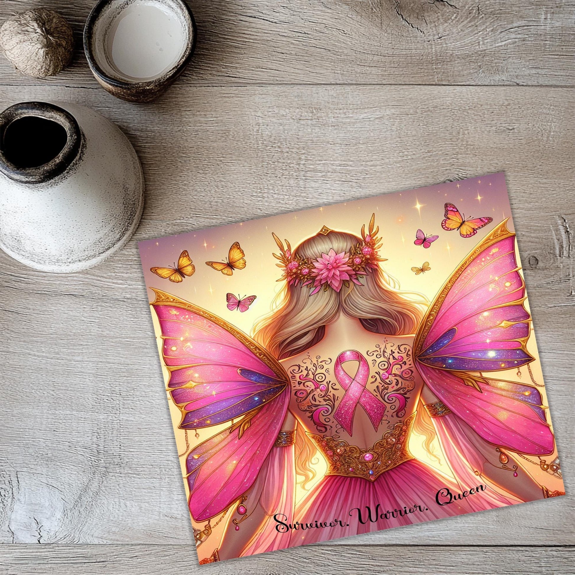 a picture of a girl with a pink ribbon on her breast