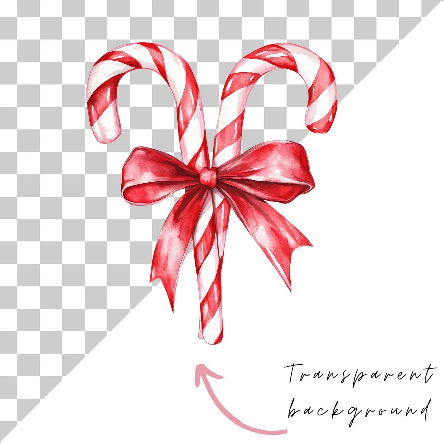 Candy Cane with Bow Clipart