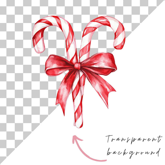 Candy Cane with Bow Clipart