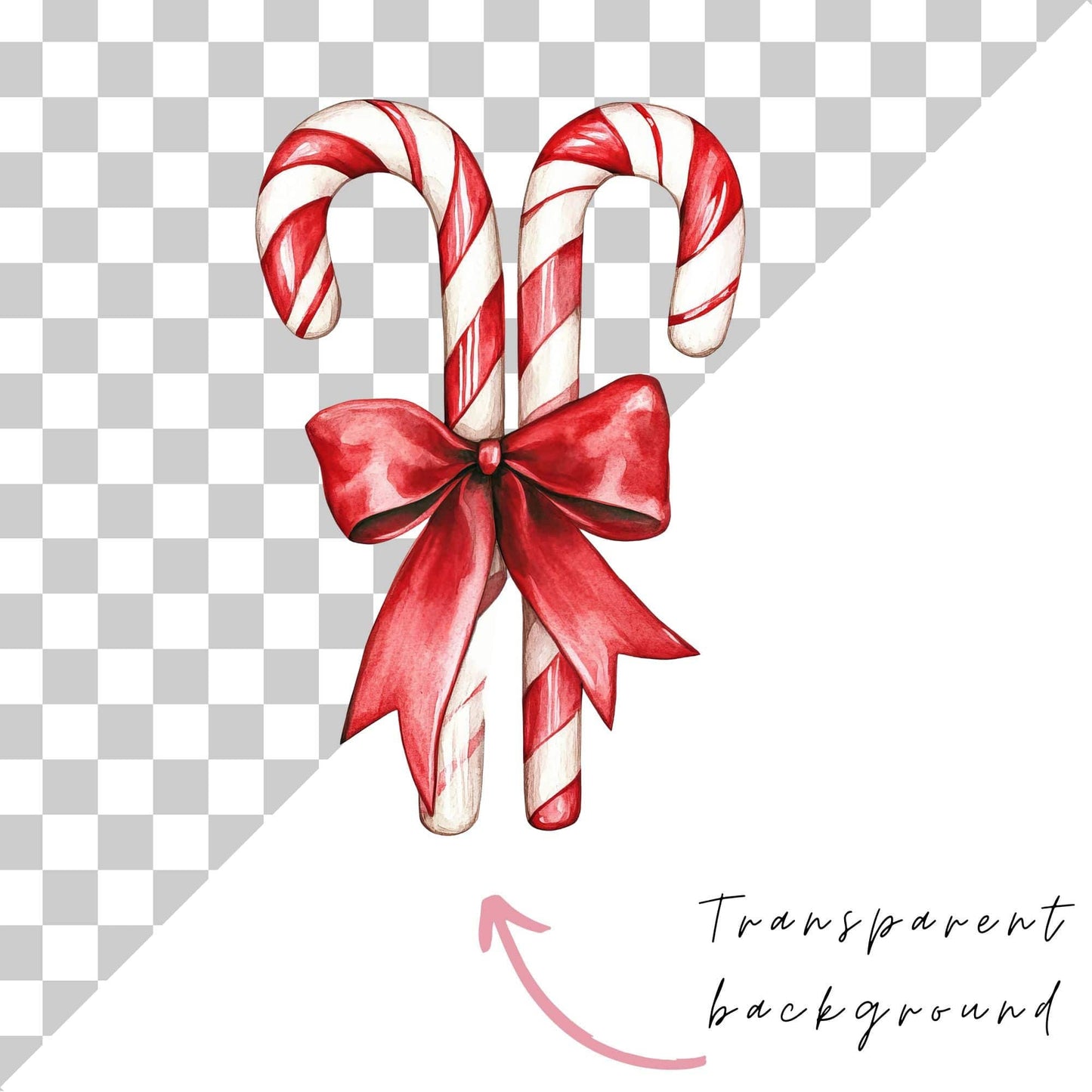 Candy Cane with Bow Clipart